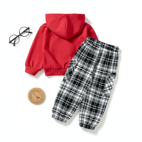 KidStyle Toddler Boy Sweatsuit Red Cotton Hoodie-2