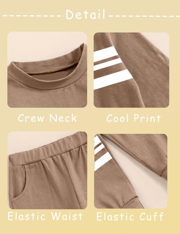 Hevemexy Boys Sweatshirt Set Cotton Stripe Design-4