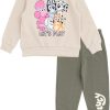 Bluey Boys Sweatshirt and Pants Set Off White Dark Green-0