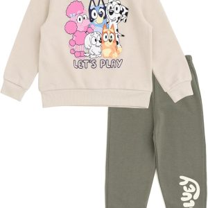 Bluey Boys Sweatshirt and Pants Set Off White Dark Green-0