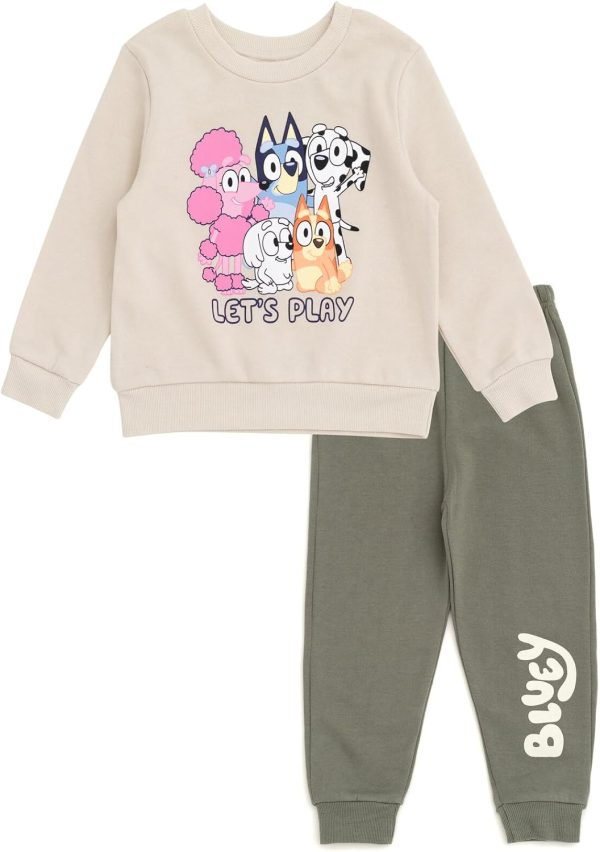 Bluey Boys Sweatshirt and Pants Set Off White Dark Green-0
