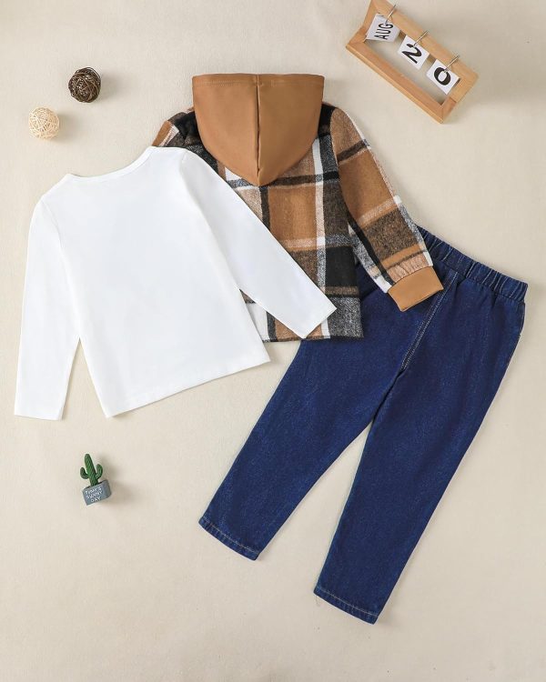 Boys 3-Piece Cozy Set Polyester Hoodie Tee Jeans-3