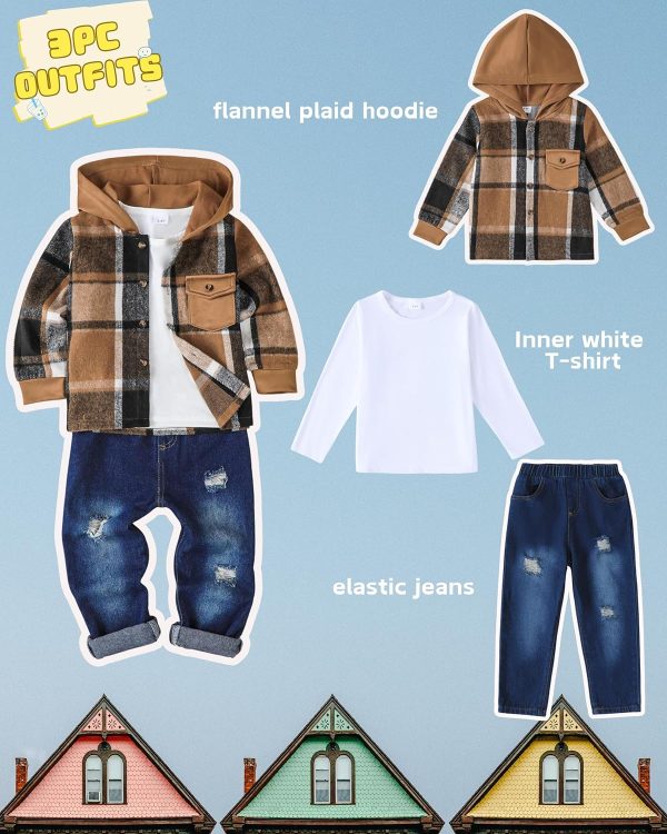 Boys 3-Piece Cozy Set Polyester Hoodie Tee Jeans-2