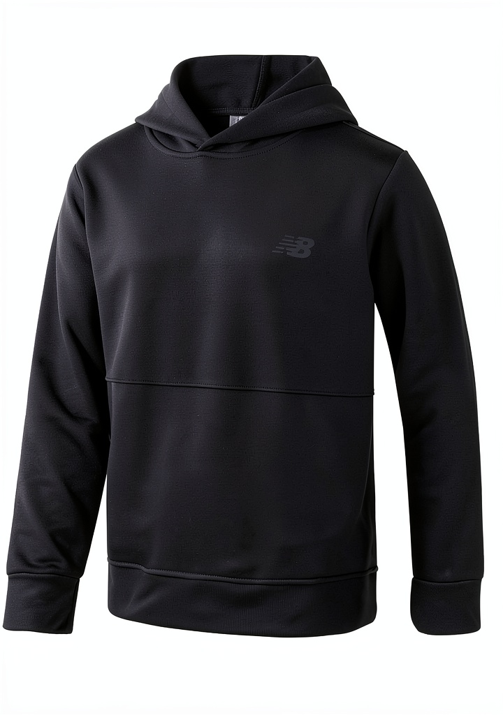 Boy wearing B NB Tech fleece sweatsuit playing outdoors