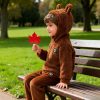 Kids Flannel Bear Ear Hoodie Sweatshirt Set Boys-1