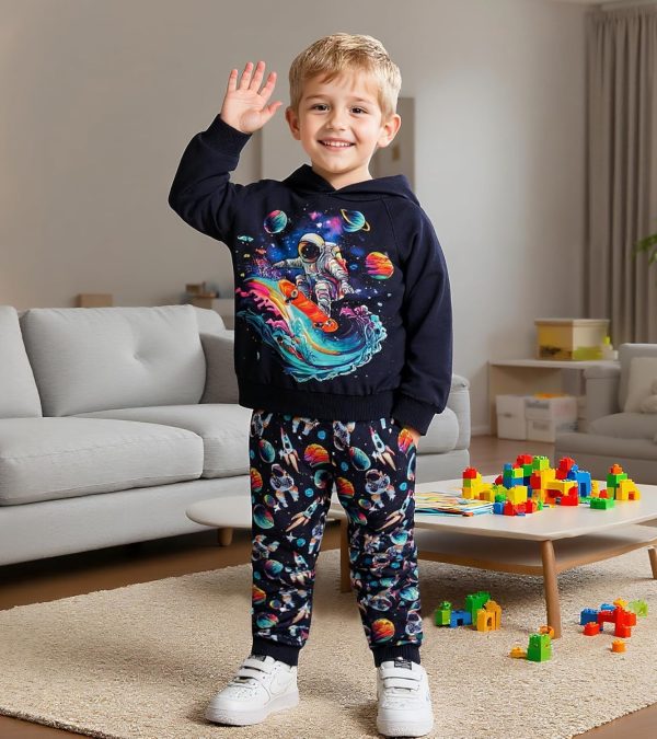 Kids Astronaut Space Hoodie Set 4-5T Boys Tracksuit-3