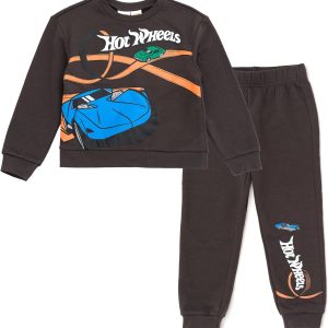 Hot Wheels Boys Sweatshirt and Pants Bentex Cream-0