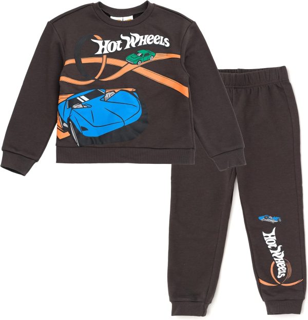Hot Wheels Boys Sweatshirt and Pants Bentex Cream-0