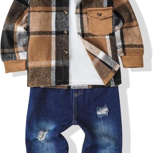 Boys 3-Piece Cozy Set Polyester Hoodie Tee Jeans-0