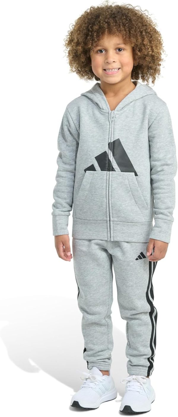 adidas boys hooded sweatsuit medium grey-0