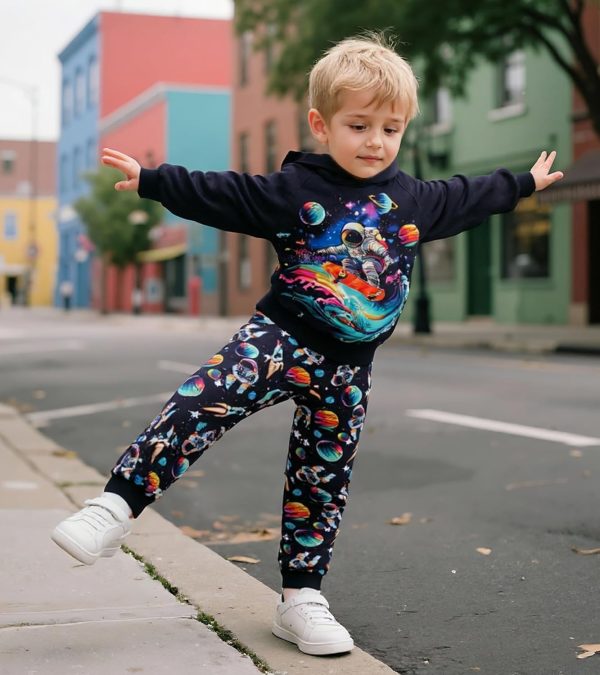 Kids Astronaut Space Hoodie Set 4-5T Boys Tracksuit-2