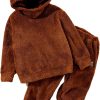 Kids Flannel Bear Ear Hoodie Sweatshirt Set Boys-0
