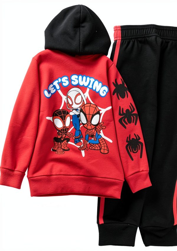 Marvel Spiderman Graphic Hoodie and Joggers Set for Boys-4