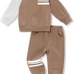 Hevemexy Boys Sweatshirt Set Cotton Stripe Design-0