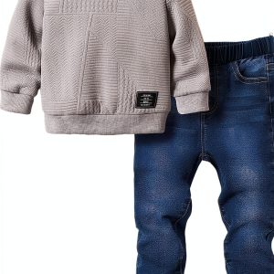 Kids Sweatsuit Set KidStyle Hooded Denim Jeans-0