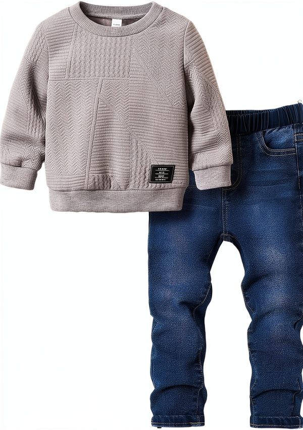 Kids Sweatsuit Set KidStyle Hooded Denim Jeans-0