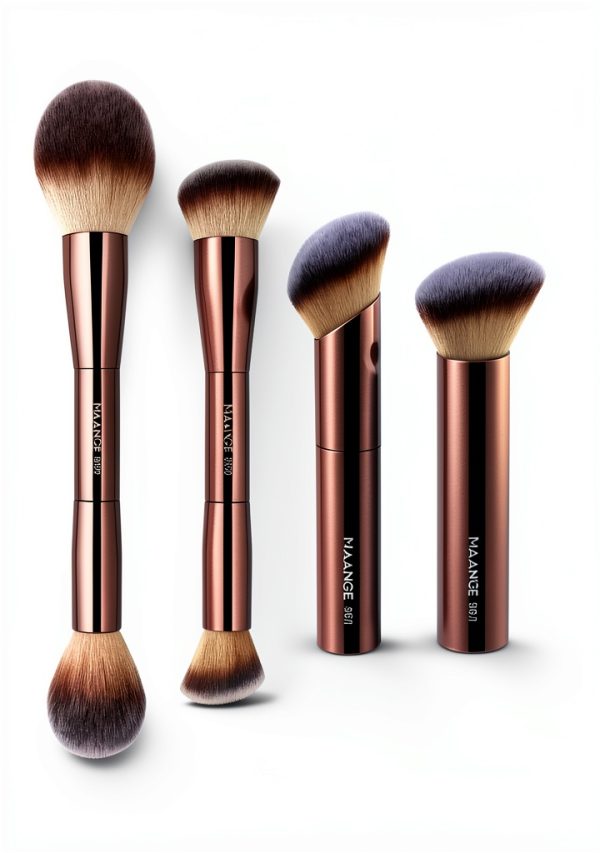 MAANGE Dual Ended Makeup Brush Set 4pcs Soft Bristles Gold-7
