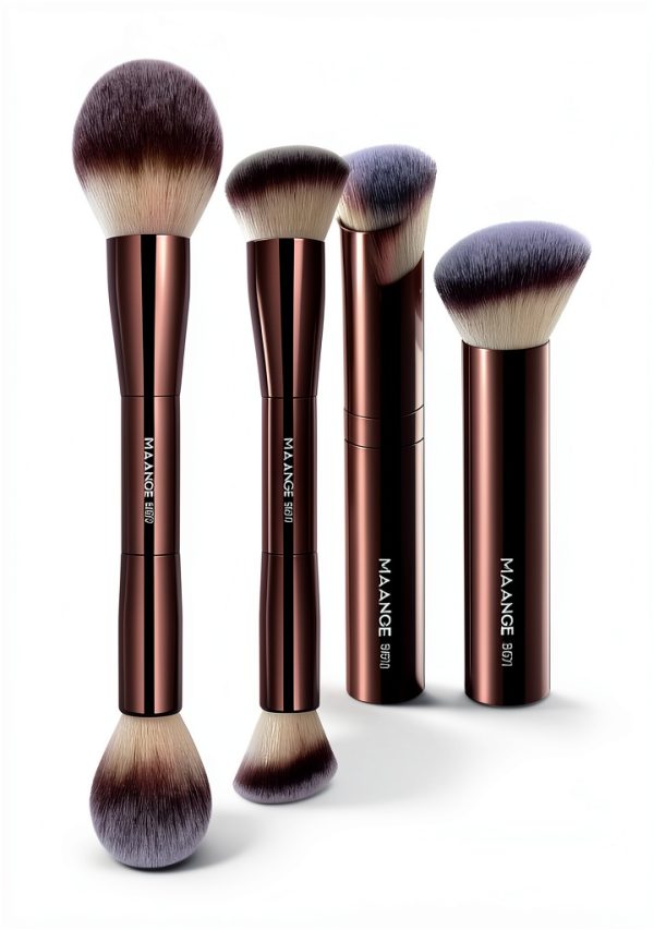 MAANGE Dual Ended Makeup Brush Set 4pcs Soft Bristles Gold-0