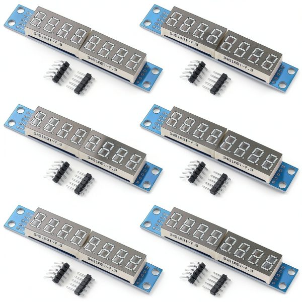 6 PCS 8-Digit 7 Segment MAX7219 Digital Segment Module, Seven Section 8 Bit LED Display Tube for MCU/51/AVR/STM32 for Raspberry Pi ESP8266 Nodemcu (Pack of 6)-0