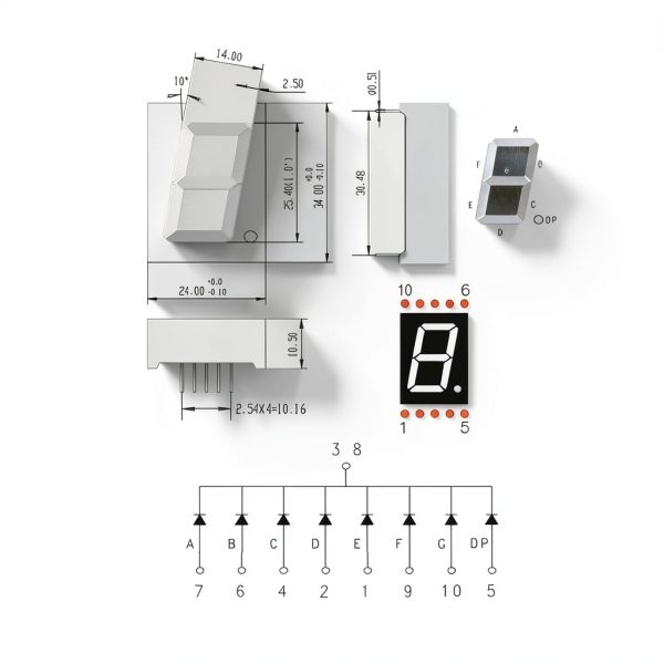 LED Display Digital Tube PATIKIL 7 Segment Green 1 Inch Cathode 10-5