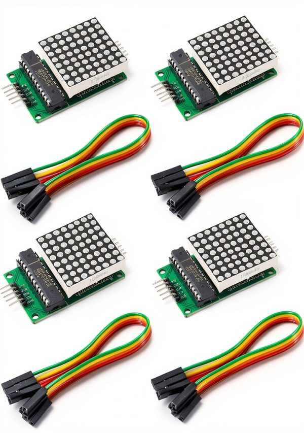 MAX7219 Dot Matrix Module 8x8 LED Display by ALAMSCN with 5 Pin Wires-0