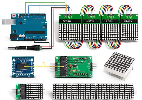 MAX7219 Dot Matrix Module 8x8 LED Display by ALAMSCN with 5 Pin Wires-1