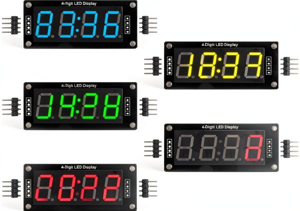 5PCS TM1637 0.56" LED Display Digital Tube Decimal 7 Segment 4 Digit Clock Double Dots Module Serial Driver Board 5 Colors Red Green White Yellow Blue-0