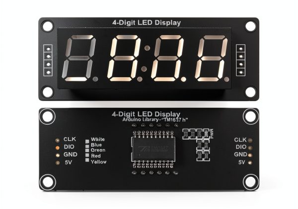 5PCS TM1637 0.56" LED Display Digital Tube Decimal 7 Segment 4 Digit Clock Double Dots Module Serial Driver Board 5 Colors Red Green White Yellow Blue-2
